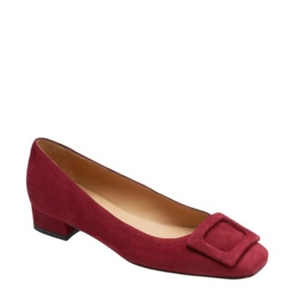 Ann Mashburn Buckle Flat Burgundy Suede NWT